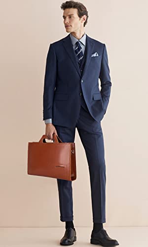 PIJUSHI Slim Genuine Leather Briefcase for Men Women