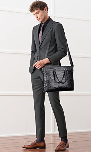 PIJUSHI Crocodile Leather Men's Business Travel Briefcase, Slim