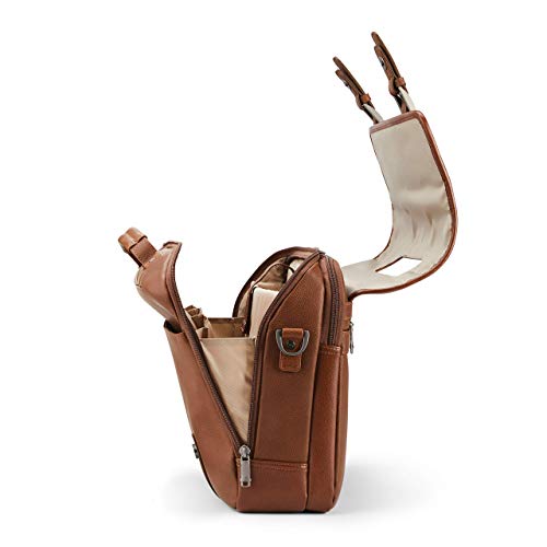 Samsonite Classic Leather Flapover Handbag, Cognac