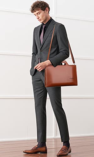 PIJUSHI Slim Genuine Leather Briefcase for Men Women