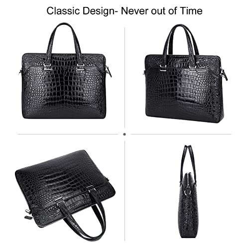 PIJUSHI Crocodile Leather Men's Business Travel Briefcase, Slim