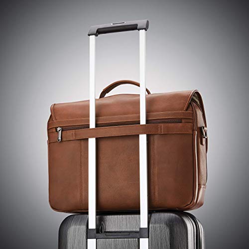 Samsonite Classic Leather Flapover Handbag, Cognac