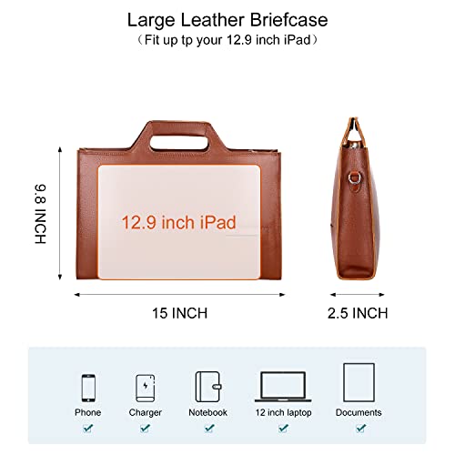 PIJUSHI Slim Genuine Leather Briefcase for Men Women