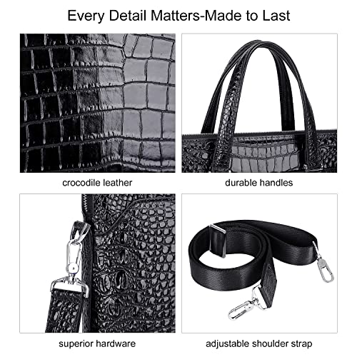 PIJUSHI Crocodile Leather Men's Business Travel Briefcase, Slim