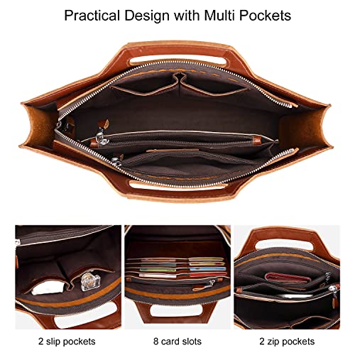 PIJUSHI Slim Genuine Leather Briefcase for Men Women