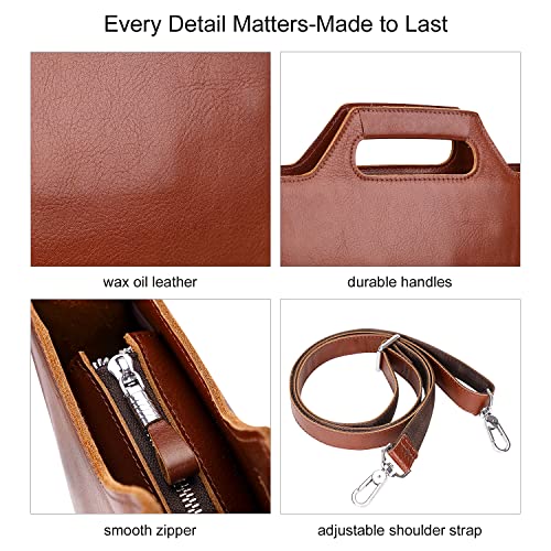 PIJUSHI Slim Genuine Leather Briefcase for Men Women