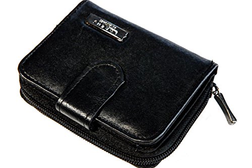 Lorenz Small Black Leather Zip Around Purse RFID