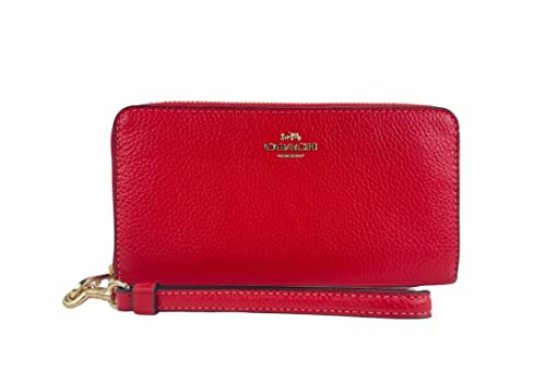 COACH Red Leather Zip Around Clutch - #C4451