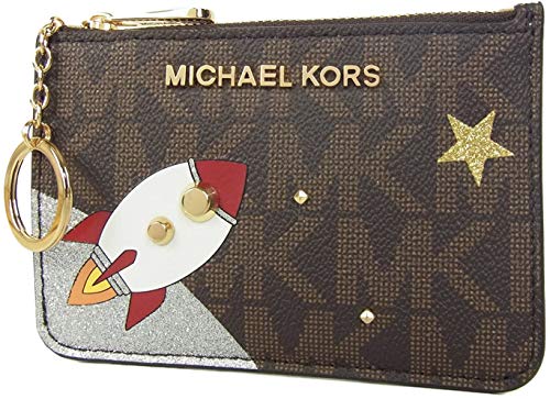 Michael Kors Women's Small Top Zip ID Case (Brown/Gold)