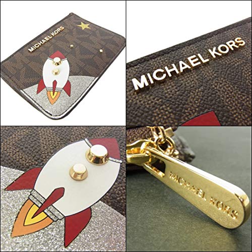 Michael Kors Women's Small Top Zip ID Case (Brown/Gold)