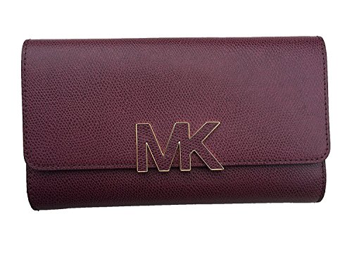 Michael Kors Florence Leather Large Billfold Wallet, Plum/Gold