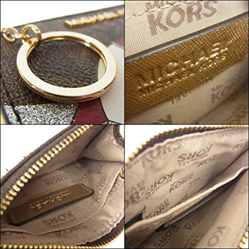 Michael Kors Women's Small Top Zip ID Case (Brown/Gold)