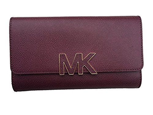 Michael Kors Florence Leather Large Billfold Wallet, Plum/Gold