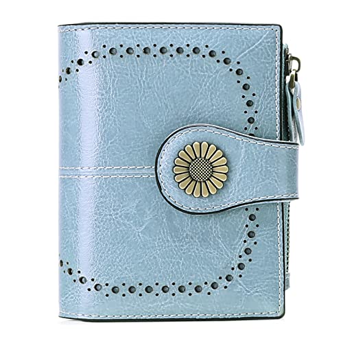 Soft Leather Women's Purse with RFID Blocker, Lightblue