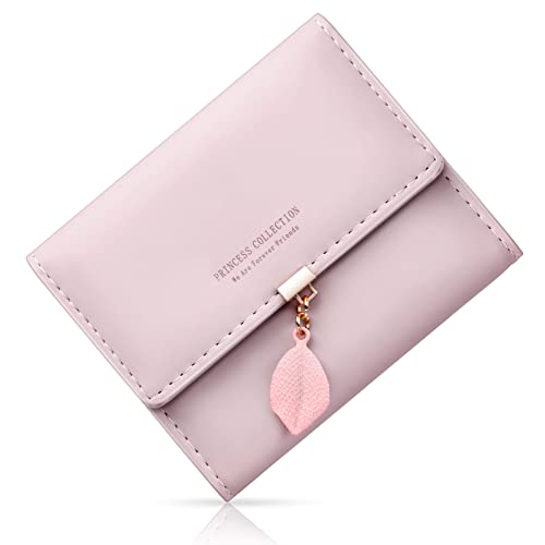Floral Leather Women's Wallet with Multiple Card Slots - Pink