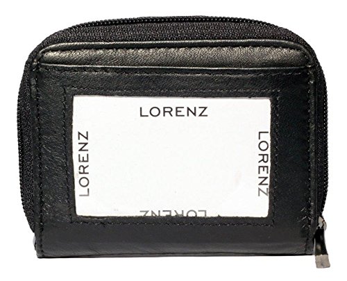 Lorenz Small Black Leather Zip Around Purse RFID