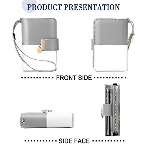 Faneam RFID Blocking Leather Wallet for Women, Gray