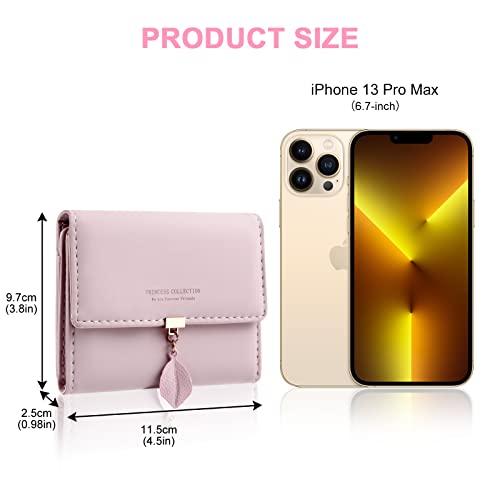 Floral Leather Women's Wallet with Multiple Card Slots - Pink