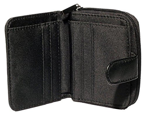 Lorenz Small Black Leather Zip Around Purse RFID