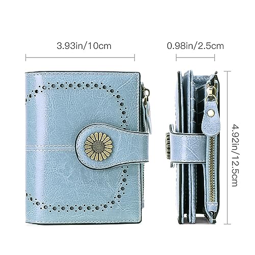 Soft Leather Women's Purse with RFID Blocker, Lightblue