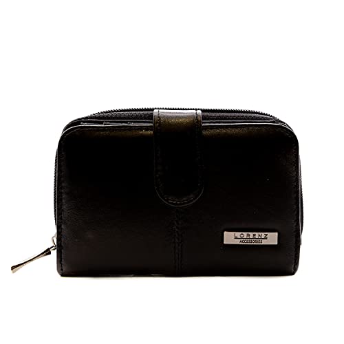 Woodland Leather Black Zipper Clutch (14 x 10 cm)