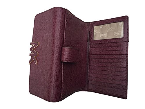 Michael Kors Florence Leather Large Billfold Wallet, Plum/Gold