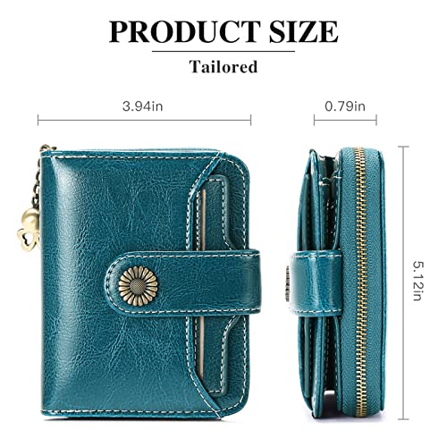 SENDEFN Genuine Leather Women's Bifold Compact Wallet RFID
