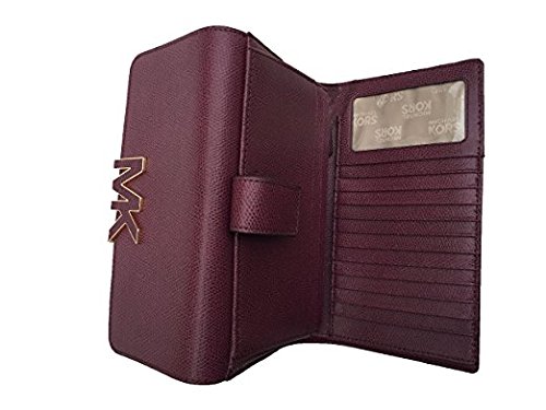 Michael Kors Florence Leather Large Billfold Wallet, Plum/Gold