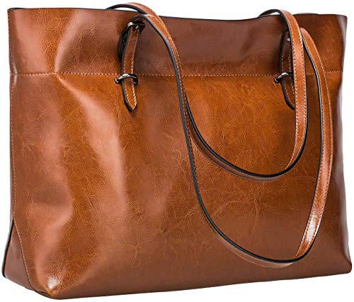 Women's Vintage Genuine Leather Tote Shoulder Bag - Dark Brown