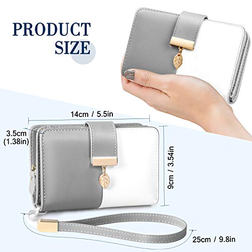 Faneam RFID Blocking Leather Wallet for Women, Gray