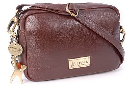 Catwalk Collection POLLY Brown Leather Cross Body Bag