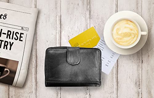 Woodland Leather Black Zipper Clutch (14 x 10 cm)