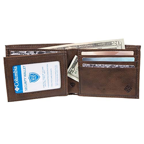 Columbia Men's Tan Burnished Slimfold Wallet - RFID Blocking