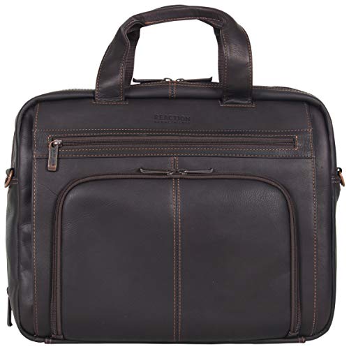 Kenneth Cole Brown Leather Laptop Portfolio, Dual Compartment