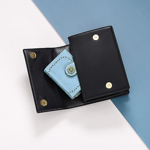 Soft Leather Women's Purse with RFID Blocker, Lightblue
