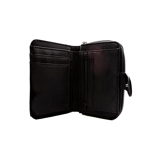 Woodland Leather Black Zipper Clutch (14 x 10 cm)