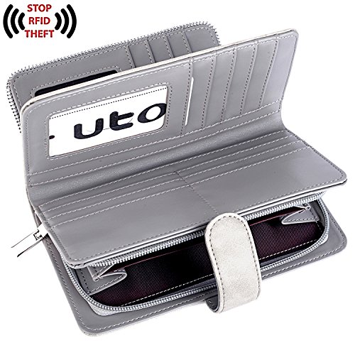 UTO RFID Blocking Gray Leather Designer Wallet