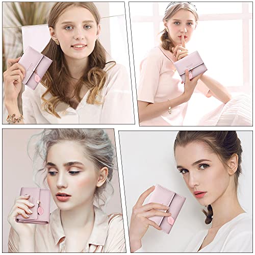 Floral Leather Women's Wallet with Multiple Card Slots - Pink