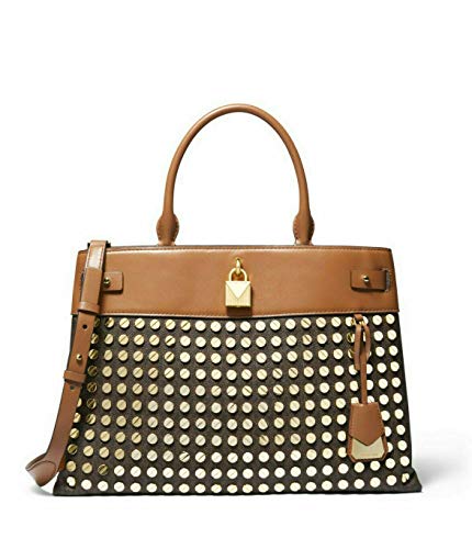 Michael Kors Gramercy Large Logo Leather Satchel Brown