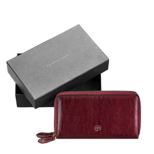 Maxwell Scott Wine Red Leather Extra Large Clutch