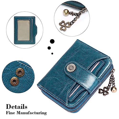 SENDEFN Genuine Leather Women's Bifold Compact Wallet RFID