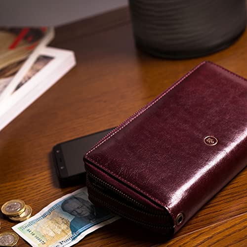 Maxwell Scott Wine Red Leather Extra Large Clutch