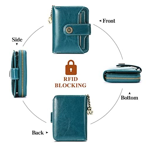 SENDEFN Genuine Leather Women's Bifold Compact Wallet RFID
