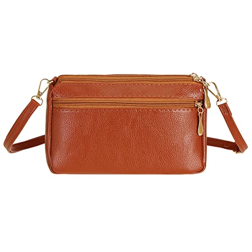 FULEI Brown Small PU Leather Crossbody Handbag