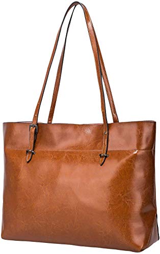 Women's Vintage Genuine Leather Tote Shoulder Bag - Dark Brown