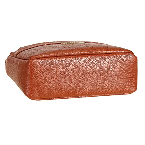 FULEI Brown Small PU Leather Crossbody Handbag