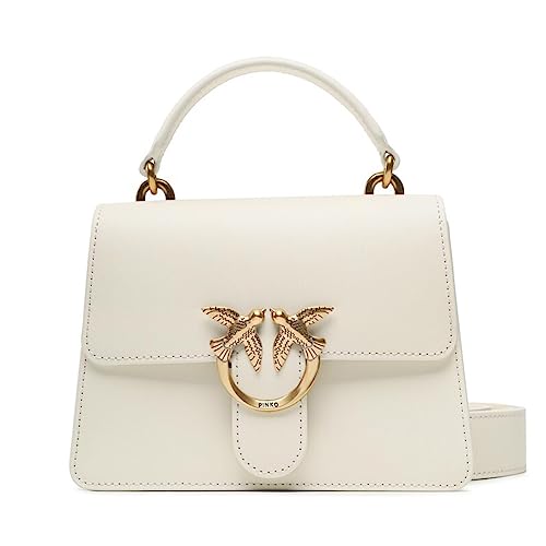 Pinko Mini Love White Silk Antique Gold Handbag