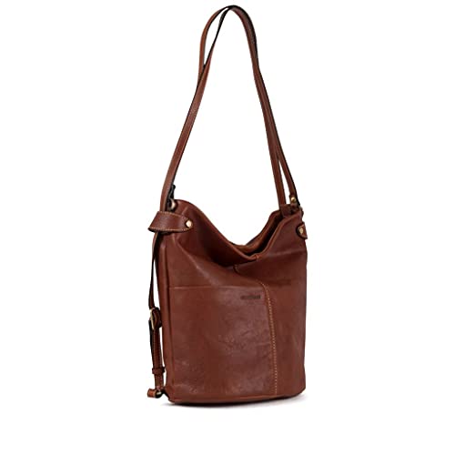 Gianni Conti Tan Leather Shoulder Bag Backpack Convertible