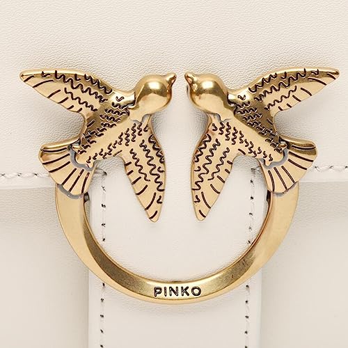 Pinko Mini Love White Silk Antique Gold Handbag