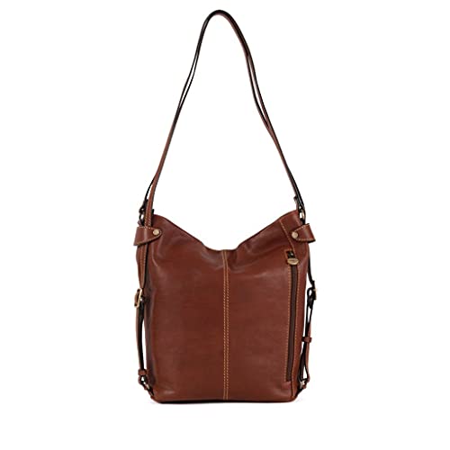 Gianni Conti Tan Leather Shoulder Bag Backpack Convertible